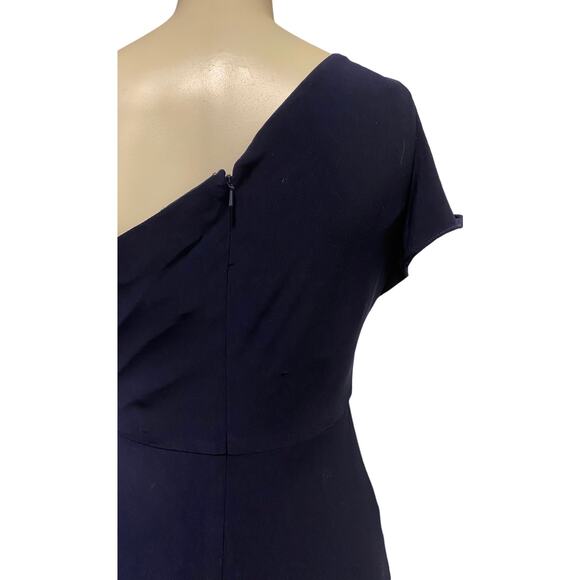 Mac Duggal 67858 Ruffled One Shoulder Draped Gown Blue 0 - Picture 9 of 10